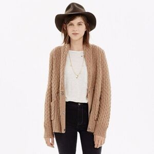 Madewell Shawl Collar Cable Knit Sweater Size Small